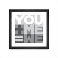 Œuvre d’art murale encadrée noire et mate « You Me We I » 36 x 36