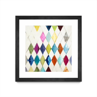 "Diamonds" Matted and Framed Black 30x30 Wall Art