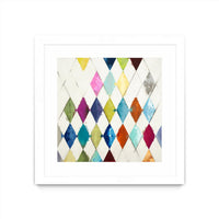 Œuvre d’art murale encadrée blanche et mate « Diamonds » 36 x 36