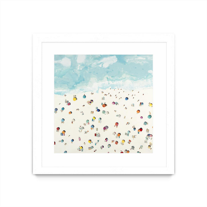 Œuvre d’art murale encadrée blanche et mate « Beach Days » 36 x 36