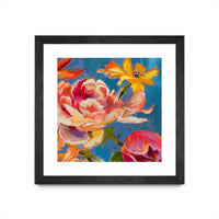 Œuvre d’art murale encadrée noire et mate « Spring Bouquet V31 » 36 x 36