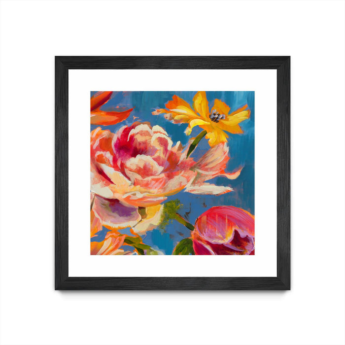 Œuvre d’art murale encadrée noire et mate « Spring Bouquet V31 » 36 x 36