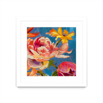 "Spring Bouquet V31" Matted and Framed White 30x30 Wall Art