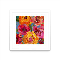 Œuvre d’art murale encadrée blanche et mate « Spring Bouquet V32 » 30 x 30
