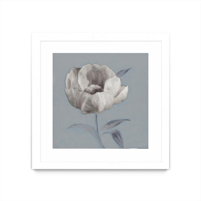 "Floral Symposium I" Matted and Framed White 30x30 Wall Art