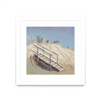 Œuvre d’art murale encadrée blanche et mate « Beach Access » 30 x 30