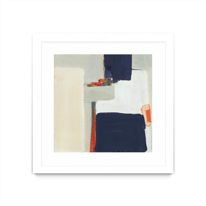 Œuvre d’art murale encadrée blanche et mate « Bay Bridge V1 » 36 x 36