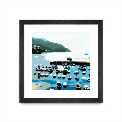 "Boats" Matted and Framed Black 36x36 Wall Art