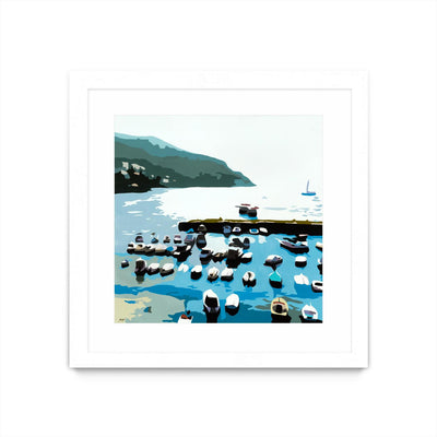 "Boats" Matted and Framed White 36x36 Wall Art