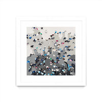 Œuvre d’art murale encadrée blanche et mate « Crowd Sourcing » 30 x 30