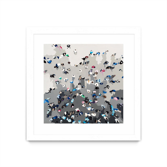 Œuvre d’art murale encadrée blanche et mate « Crowd Sourcing » 30 x 30