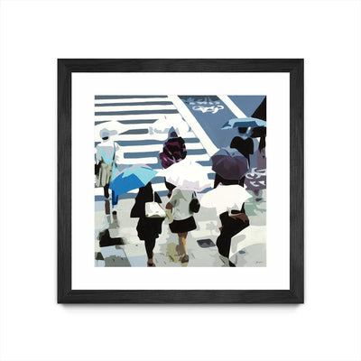 "April Showers" Matted and Framed Black 36x36 Wall Art