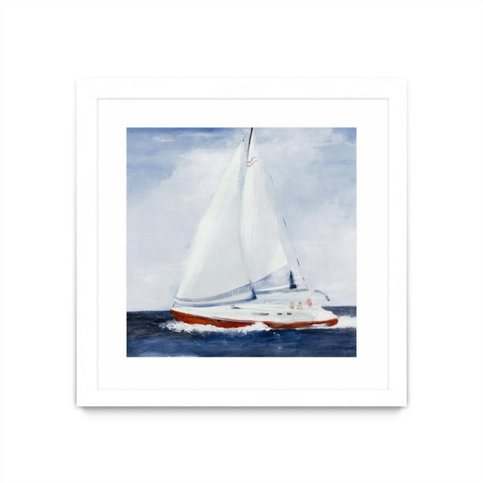 Œuvre d’art murale encadrée blanche et mate « Chasing The Sun » 36 x 36