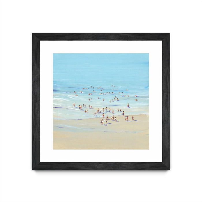 Œuvre d’art murale encadrée noire et mate « Beach Day I » 36 x 36