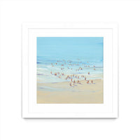 Œuvre d’art murale encadrée blanche et mate « Beach Day I » 30 x 30