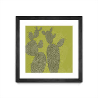 Œuvre d’art murale encadrée noire et mate « Opuntia I » 36 x 36
