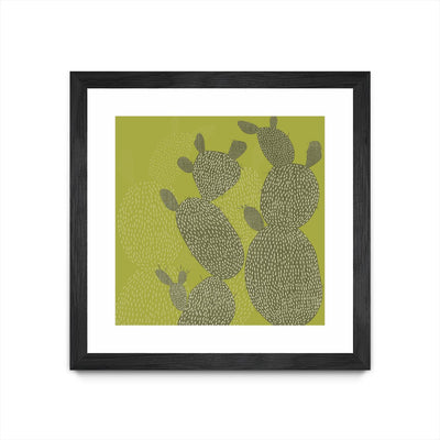 "Opuntia Ii" Matted and Framed Black 36x36 Wall Art