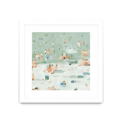 "Summer Confetti I" Matted and Framed White 36x36 Wall Art