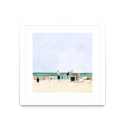 "Family Vacation I" Matted and Framed White 36x36 Wall Art