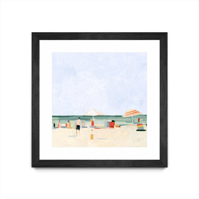 "Family Vacation Ii" Matted and Framed Black 36x36 Wall Art