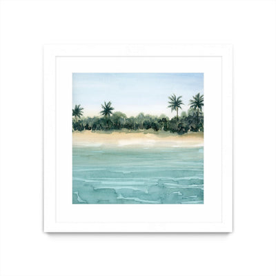 "Paradis Ii" Matted and Framed White 30x30 Wall Art
