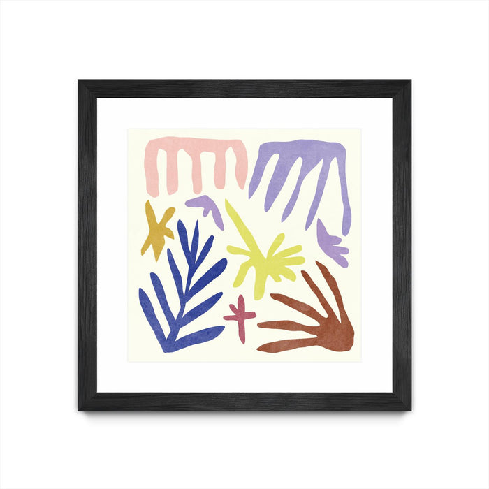 Œuvre d’art murale encadrée noire et mate « Coral Construction Ii » 36 x 36