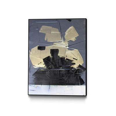 "Gold Divided Iii" Canvas Framed Black 30x40 Wall Art