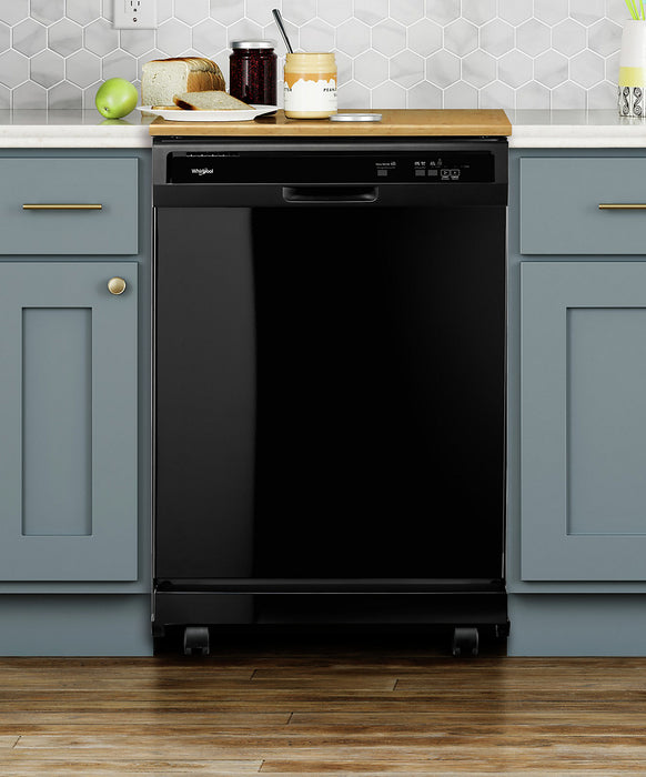 Lave-vaisselle portatif Whirlpool de 24 po et de 64 dBA avec commandes à l’avant - noir - WDP370PAHB