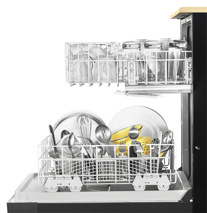Lave-vaisselle portatif Whirlpool de 24 po et de 64 dBA avec commandes à l’avant - noir - WDP370PAHB