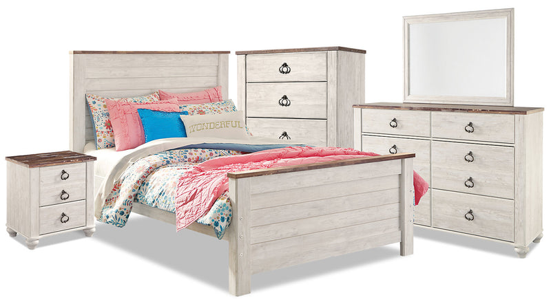 Ensemble de chambre à coucher Willowton 7 pièces avec lit double