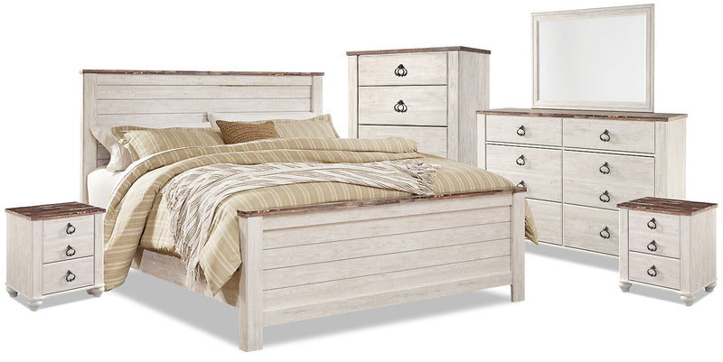 Ensemble de chambre à coucher Willowton 8 pièces avec très grand lit