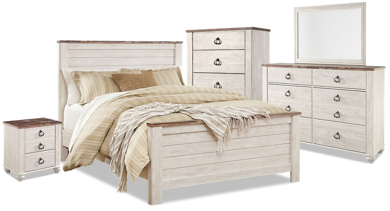 Ensemble de chambre à coucher Willowton 7 pièces avec grand lit