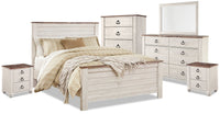 Ensemble de chambre à coucher Willowton 8 pièces avec grand lit