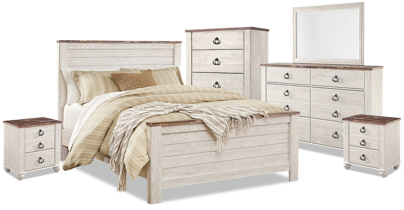 Ensemble de chambre à coucher Willowton 8 pièces avec grand lit