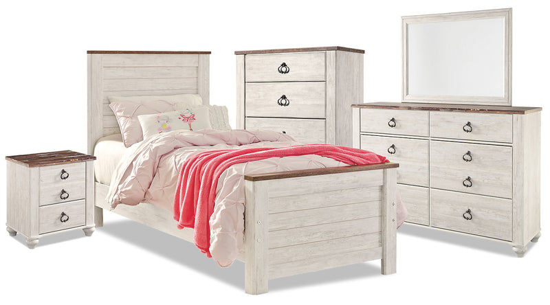 Ensemble de chambre à coucher Willowton 7 pièces avec lit simple