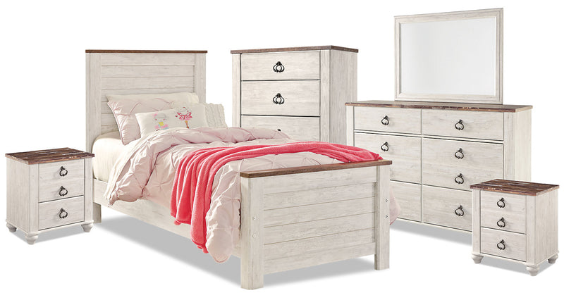 Ensemble de chambre à coucher Willowton 8 pièces avec lit simple
