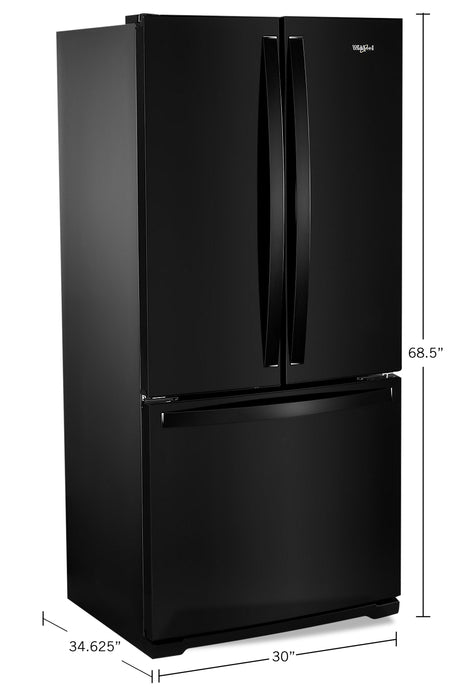 Réfrigérateur Whirlpool de 20 pi³ et de 30 po à portes françaises - noir - WRF560SMHB