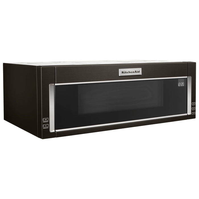 Four à micro-ondes à hotte intégrée mince KitchenAid de 1,1 pi³ avec cuisson à 950 W - acier inoxydable noir avec fini PrintShieldMC - YKMLS311HBS
