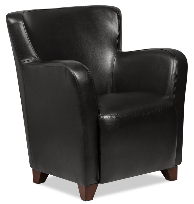 Zello Bonded Leather Accent Chair – Black - Contemporary style Accent Chair in Black