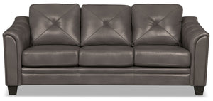 Sofa Andi en tissu d'apparence cuir - gris