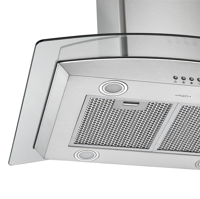 Hotte de cuisinière pour îlot Ancona IGCC630 de 30 po en verre et en acier inoxydable - AN-1404