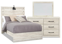 Ensemble de chambre à coucher Abby 5 pièces avec lit à panneau, commode, miroir, éclairage à DEL et …