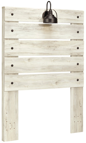Tête de lit à panneau Abby avec éclairage à DEL et ports USB, blanche - format lit simple