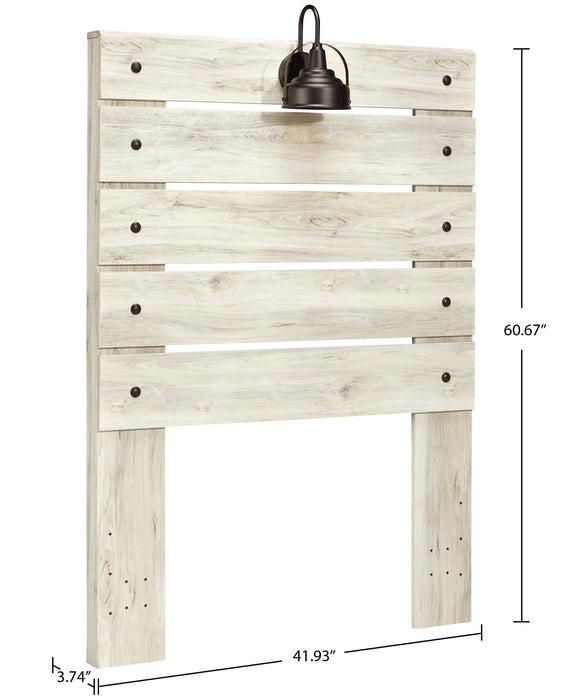 Tête de lit à panneau Abby avec éclairage à DEL et ports USB, blanche - format lit simple
