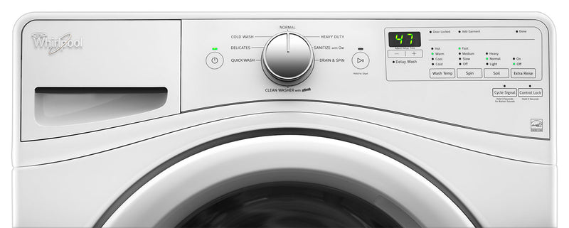 Laveuse à chargement frontal de 5,2 pi³ et sécheuse électrique de 7,4 pi³ de Whirlpool – blanches