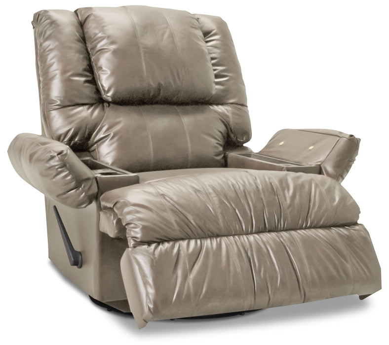 Fauteuil inclinable pivotant 5598  en cuir contrecollé avec accoudoirs - mastic