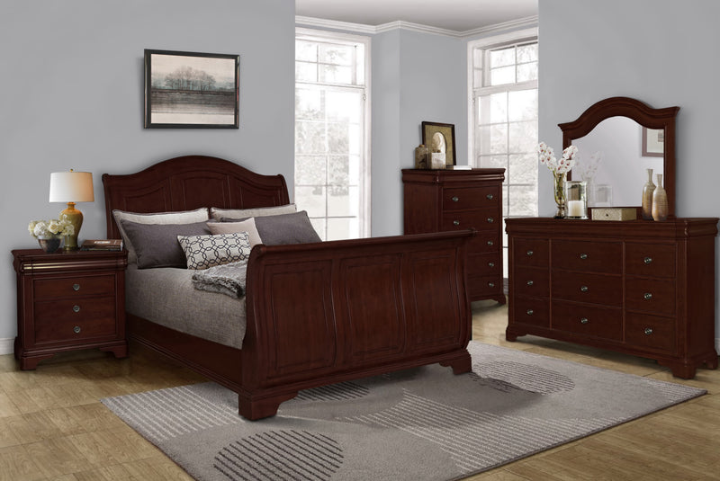 Ensemble de chambre à coucher Carmen 8 pièces avec grand lit - cerisier