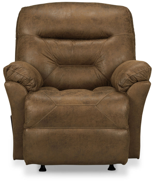 Fauteuil berçant inclinable 4579  en tissu d'apparence cuir - bière brune