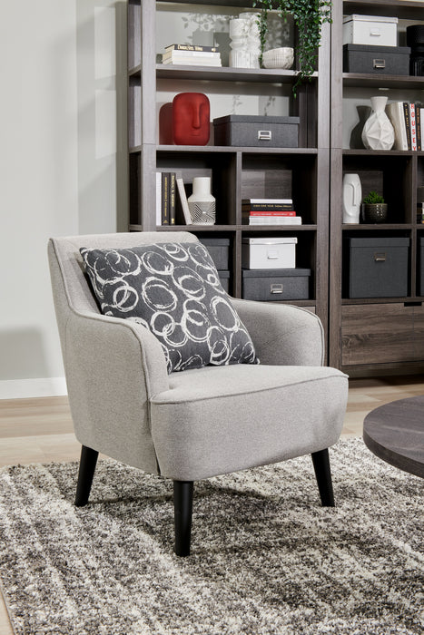 Fauteuil d’appoint Aimy de 28 po en tissu d’apparence lin avec pattes cylindriques en bois - gris clair