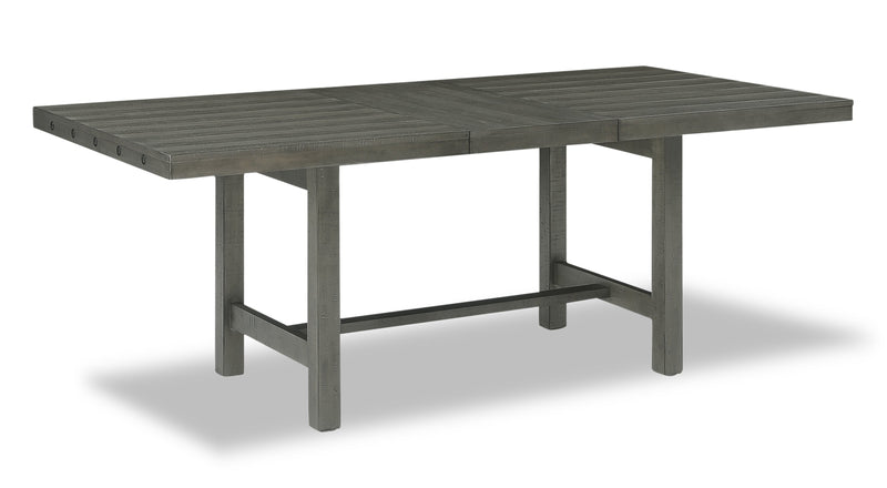 Table de salle à manger Alto de 65 po à 83 po (L) avec rallonge et base à tréteaux - grise